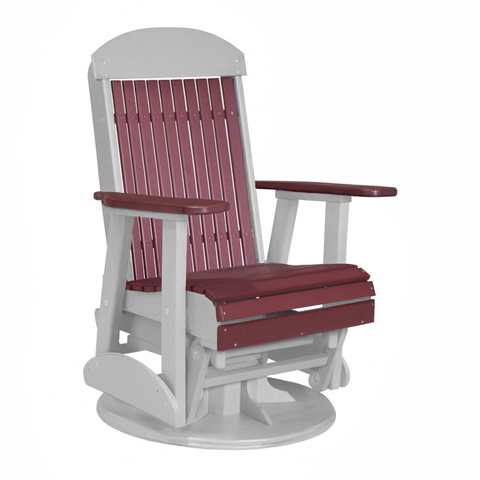 LuxCraft Cherry wood 2 foot Classic Highback Recycled Plastic Swivel Glider Chair