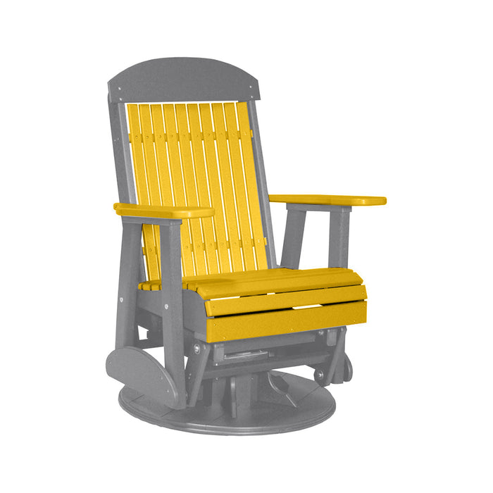 LuxCraft Yellow 2 foot Classic Highback Recycled Plastic Swivel Glider Chair With Cup Holder