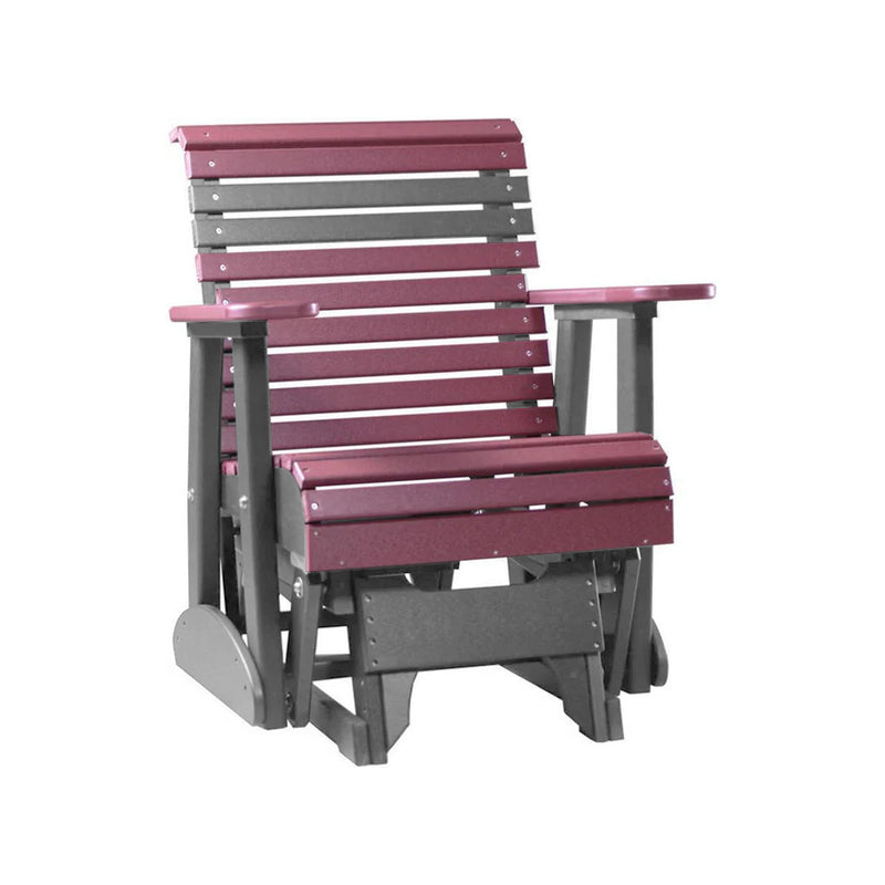 LuxCraft Cherry wood 2 foot Rollback Recycled Plastic Glider Chair With Cup Holder