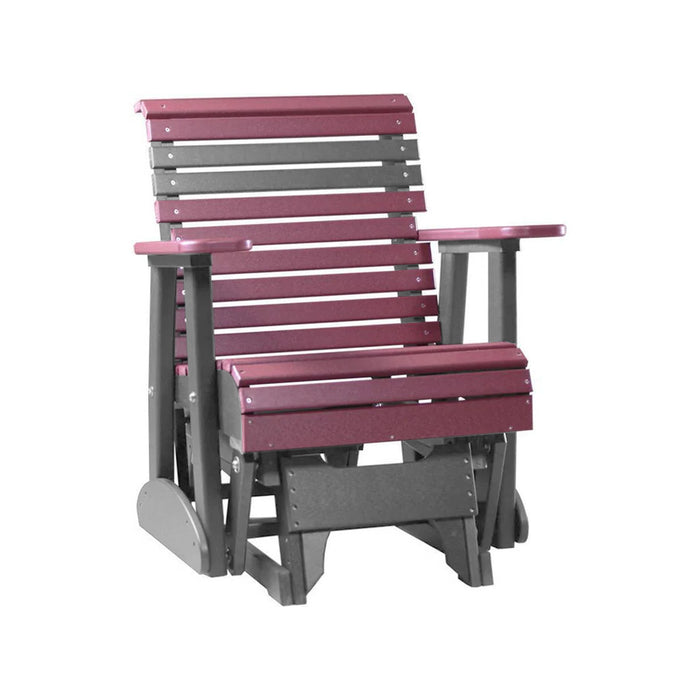 LuxCraft Cherry wood 2 foot Rollback Recycled Plastic Glider Chair With Cup Holder