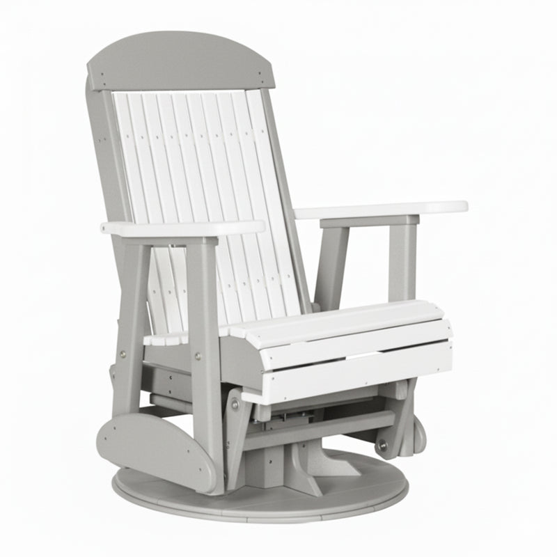 LuxCraft White 2 foot Classic Highback Recycled Plastic Swivel Glider Chair With Cup Holder