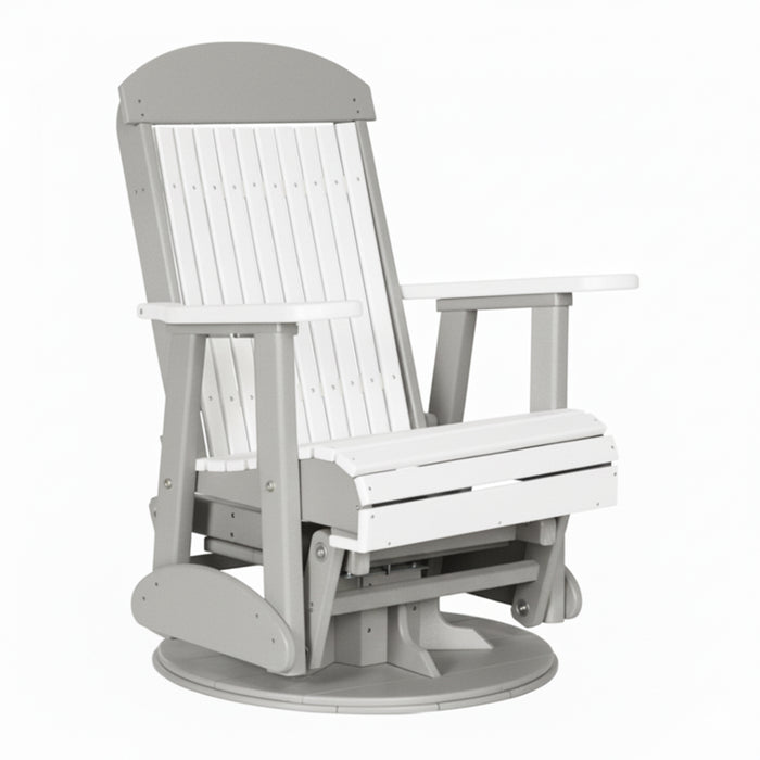 LuxCraft White 2 foot Classic Highback Recycled Plastic Swivel Glider Chair With Cup Holder