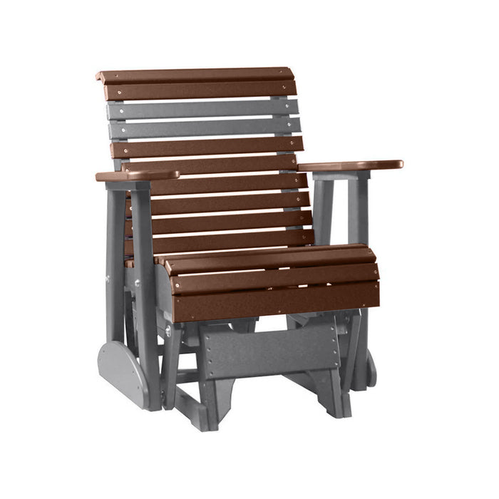 LuxCraft Chestnut Brown 2 foot Rollback Recycled Plastic Glider Chair With Cup Holder