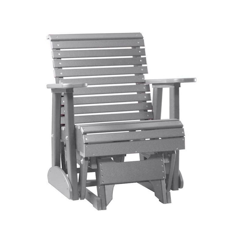 LuxCraft Gray 2 foot Rollback Recycled Plastic Glider Chair
