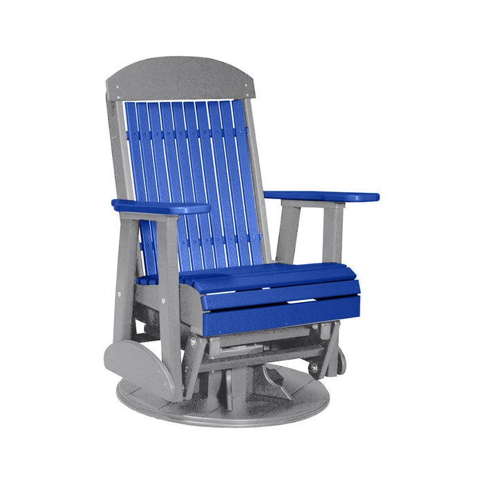 LuxCraft Blue 2 foot Classic Highback Recycled Plastic Swivel Glider Chair