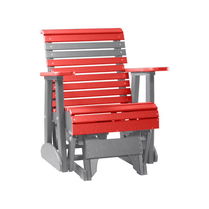 LuxCraft Red 2 foot Rollback Recycled Plastic Glider Chair With Cup Holder