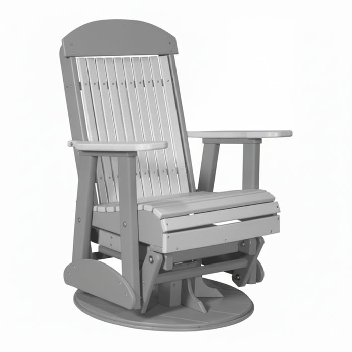 LuxCraft Dove Gray 2 foot Classic Highback Recycled Plastic Swivel Glider Chair