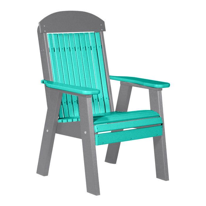 LuxCraft Aruba Blue 2' Classic Highback Recycled Plastic Chair With Cup Holder