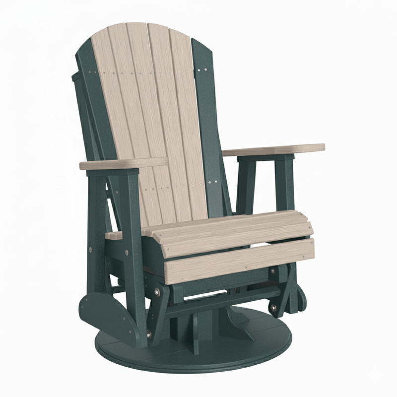 LuxCraft Birch 2 foot Classic Highback Recycled Plastic Swivel Glider Chair With Cup Holder