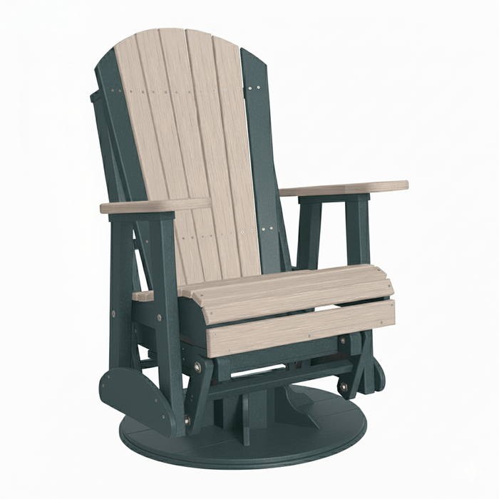 LuxCraft Birch 2 foot Classic Highback Recycled Plastic Swivel Glider Chair With Cup Holder