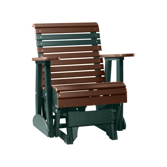 LuxCraft Chestnut Brown 2 foot Rollback Recycled Plastic Glider Chair With Cup Holder