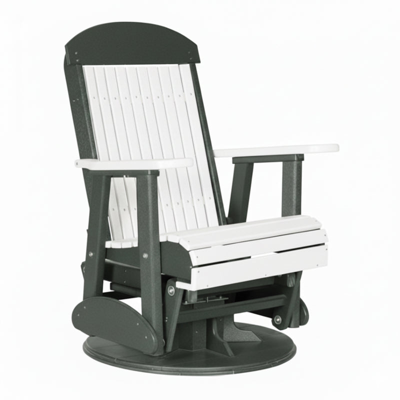 LuxCraft White 2 foot Classic Highback Recycled Plastic Swivel Glider Chair With Cup Holder