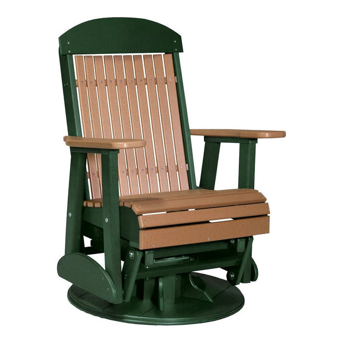 LuxCraft Cedar 2 foot Classic Highback Recycled Plastic Swivel Glider Chair