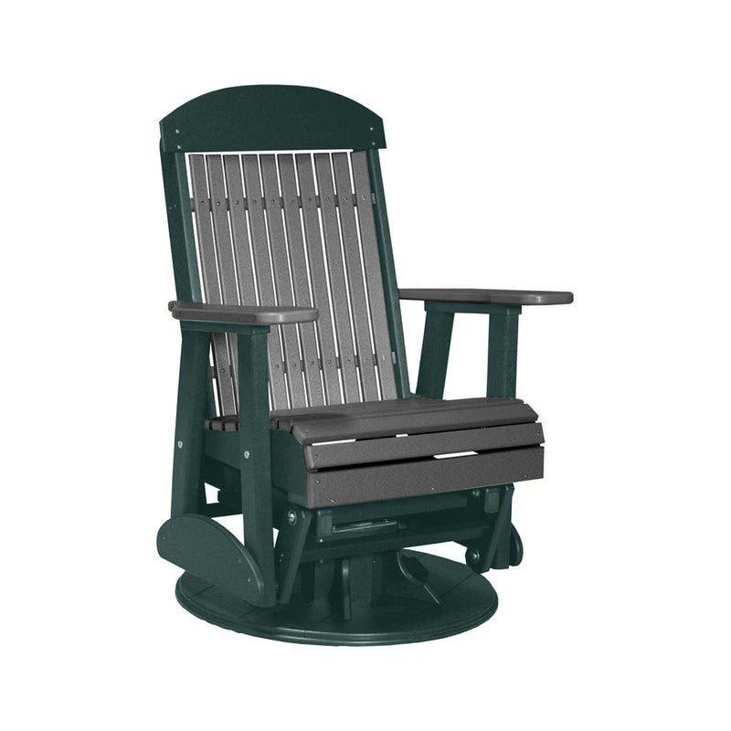 LuxCraft Slate 2 foot Classic Highback Recycled Plastic Swivel Glider Chair