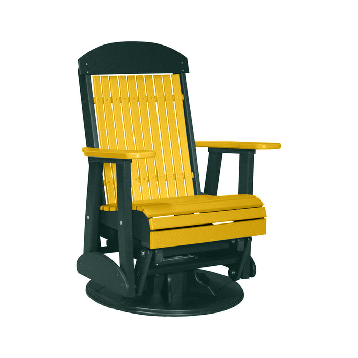 LuxCraft Yellow 2 foot Classic Highback Recycled Plastic Swivel Glider Chair With Cup Holder