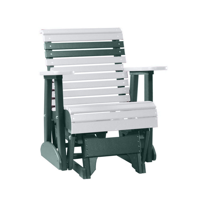 LuxCraft White 2 foot Rollback Recycled Plastic Glider Chair With Cup Holder