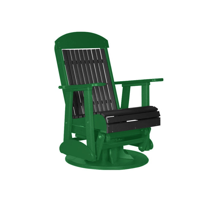 LuxCraft Black 2 foot Classic Highback Recycled Plastic Swivel Glider Chair