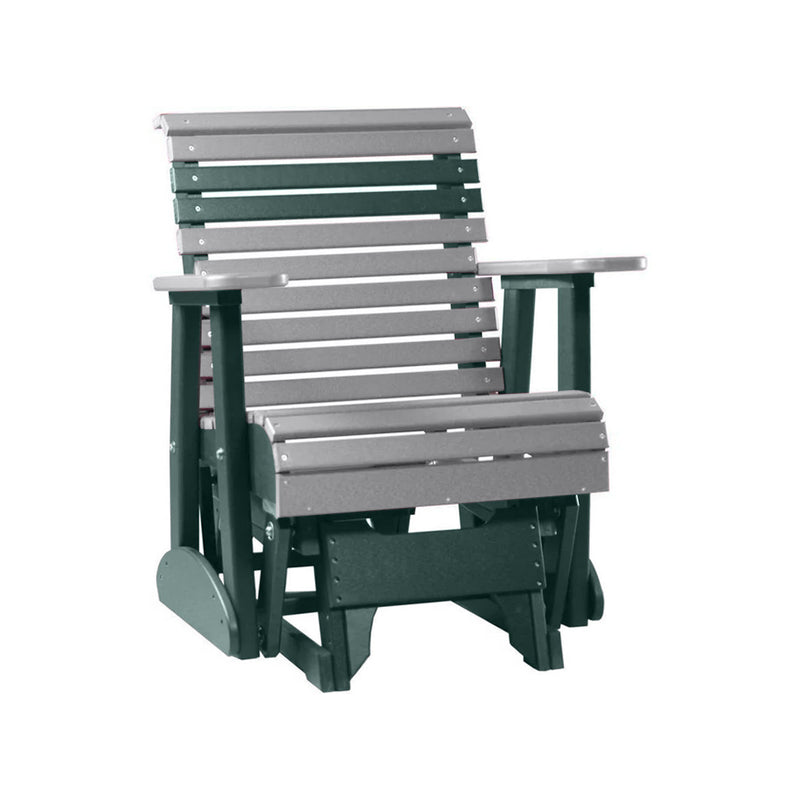 LuxCraft Gray 2 foot Rollback Recycled Plastic Glider Chair
