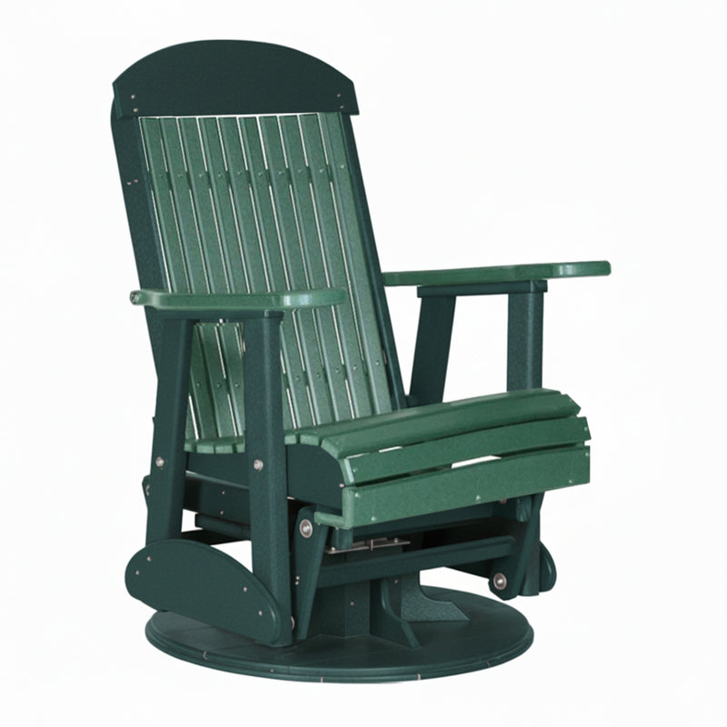 LuxCraft Green 2 foot Classic Highback Recycled Plastic Swivel Glider Chair With Cup Holder