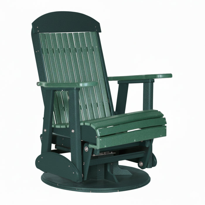 LuxCraft Green 2 foot Classic Highback Recycled Plastic Swivel Glider Chair