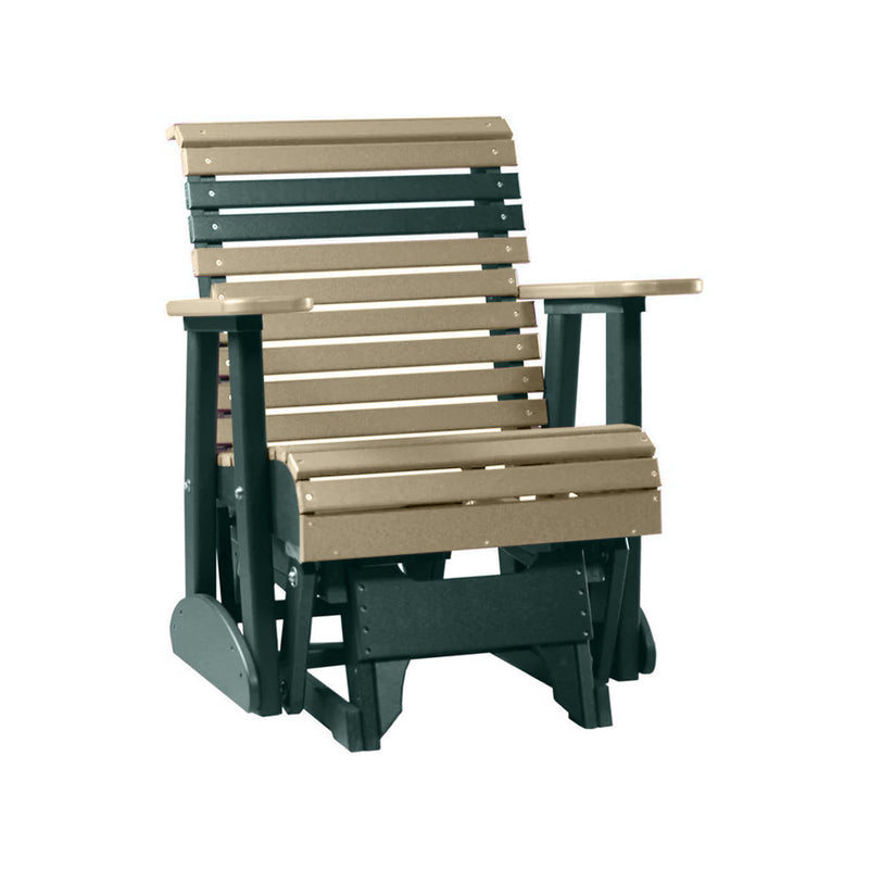 LuxCraft Weatherwood 2 foot Rollback Recycled Plastic Glider Chair With Cup Holder