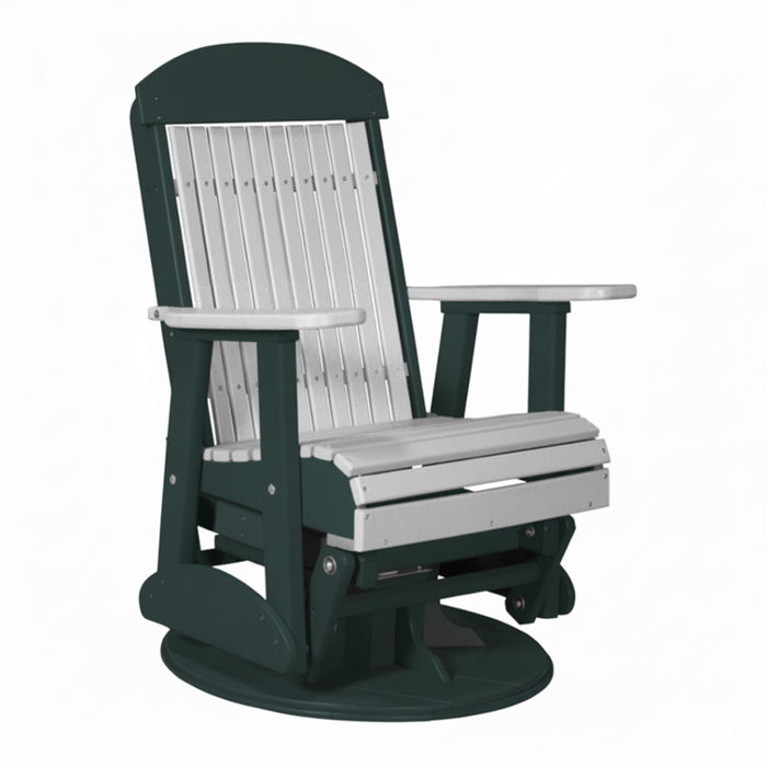 LuxCraft Dove Gary 2 foot Classic Highback Recycled Plastic Swivel Glider Chair