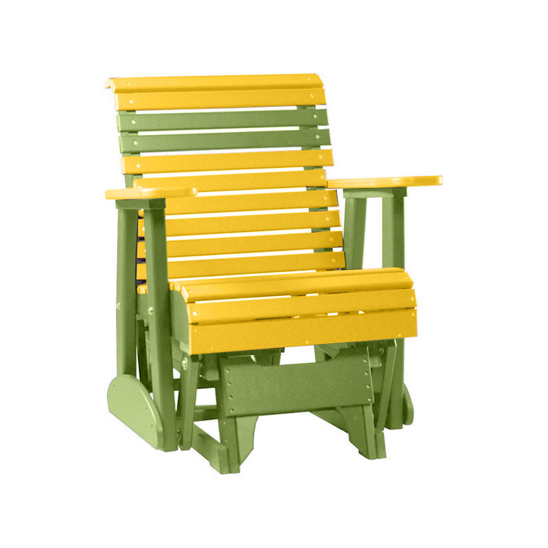 LuxCraft Yellow 2 foot Rollback Recycled Plastic Glider Chair With Cup Holder
