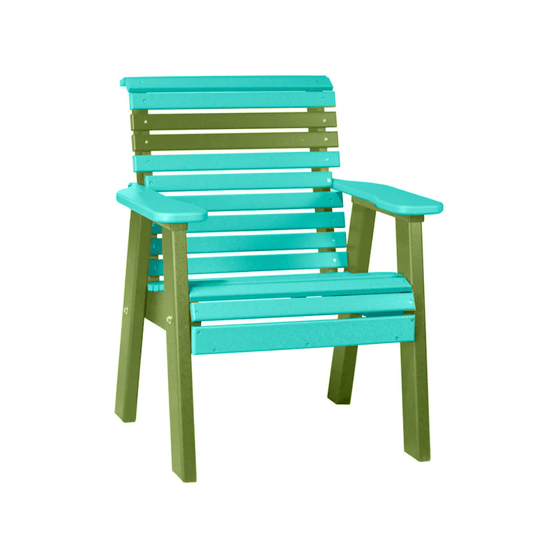 LuxCraft Aruba Blue 2' Rollback Recycled Plastic Chair With Cup Holder