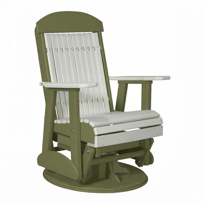 LuxCraft Dove Gray 2 foot Classic Highback Recycled Plastic Swivel Glider Chair