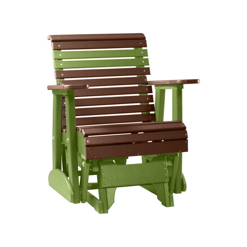 LuxCraft Chestnut Brown 2 foot Rollback Recycled Plastic Glider Chair With Cup Holder