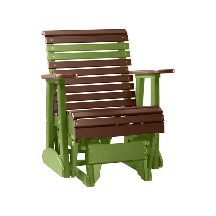 LuxCraft Chestnut Brown 2 foot Rollback Recycled Plastic Glider Chair With Cup Holder