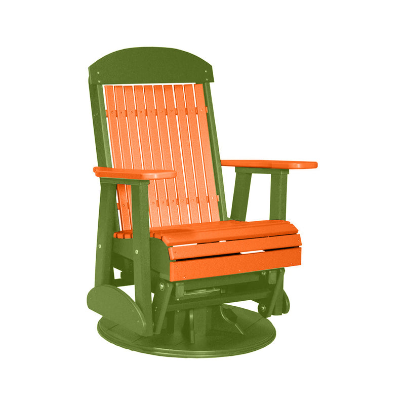 LuxCraft Tangerine 2 foot Classic Highback Recycled Plastic Swivel Glider Chair