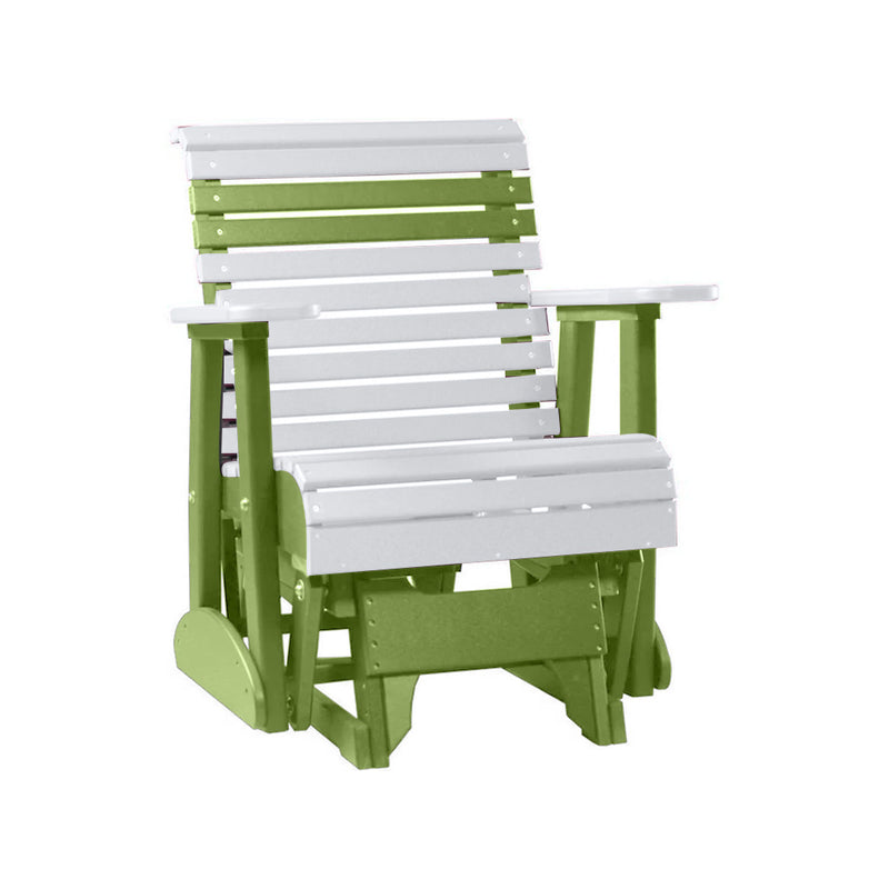 LuxCraft White 2 foot Rollback Recycled Plastic Glider Chair With Cup Holder
