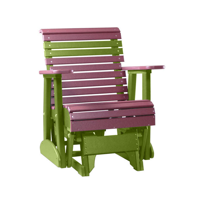 LuxCraft Cherry wood 2 foot Rollback Recycled Plastic Glider Chair With Cup Holder