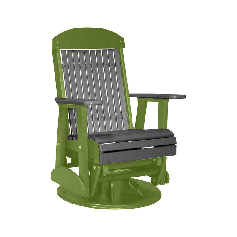 LuxCraft Slate 2 foot Classic Highback Recycled Plastic Swivel Glider Chair