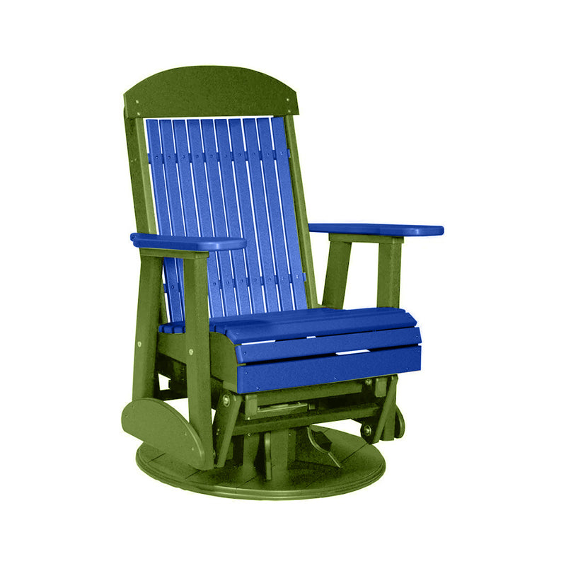 LuxCraft Blue 2 foot Classic Highback Recycled Plastic Swivel Glider Chair