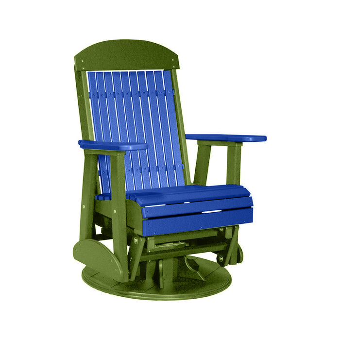 LuxCraft Blue 2 foot Classic Highback Recycled Plastic Swivel Glider Chair