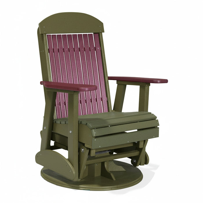 LuxCraft Cherry wood 2 foot Classic Highback Recycled Plastic Swivel Glider Chair