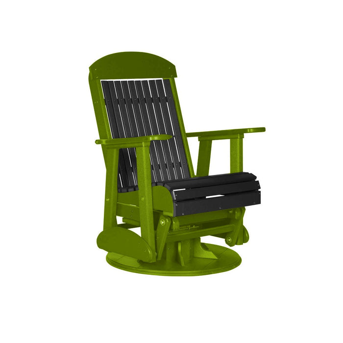 LuxCraft Black 2 foot Classic Highback Recycled Plastic Swivel Glider Chair