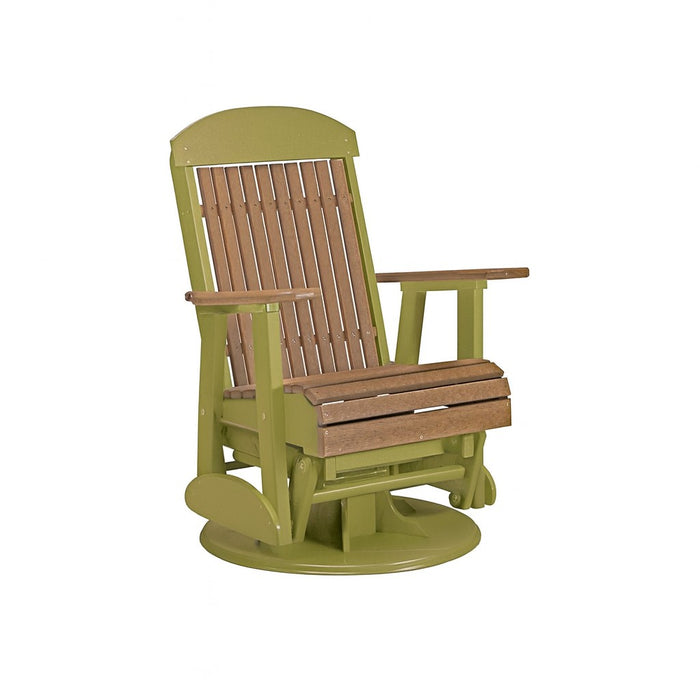 LuxCraft Antique Mahogany 2 foot Classic Highback Recycled Plastic Swivel Glider Chair With Cup Holder