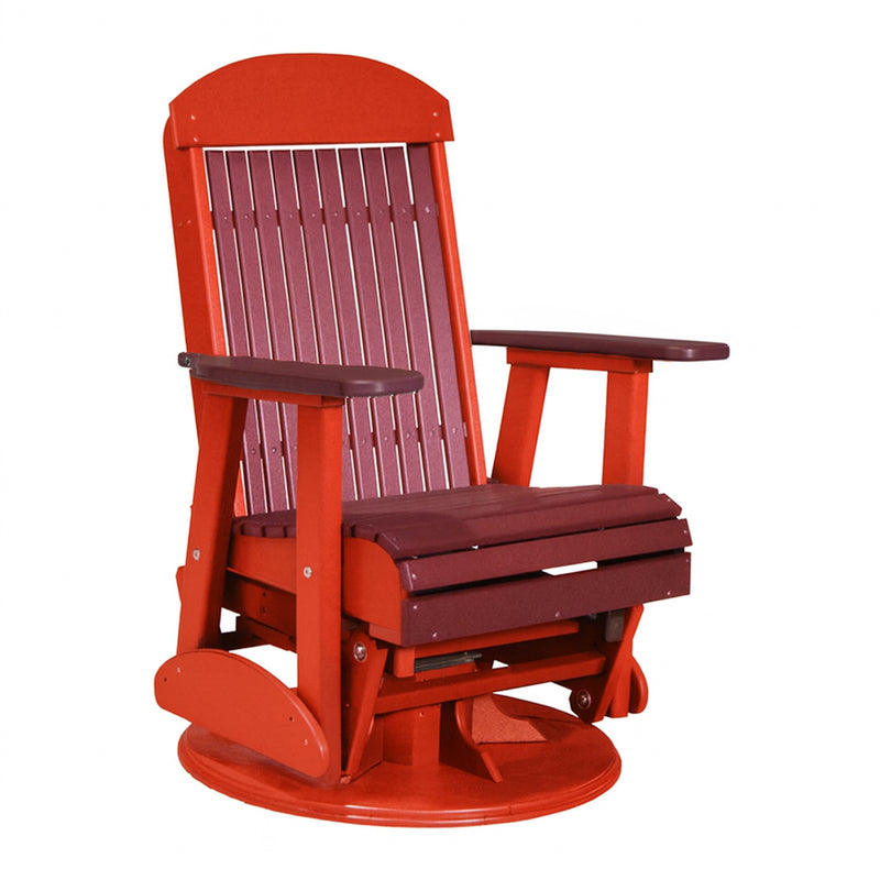 LuxCraft Cherrywood 2 foot Classic Highback Recycled Plastic Swivel Glider Chair