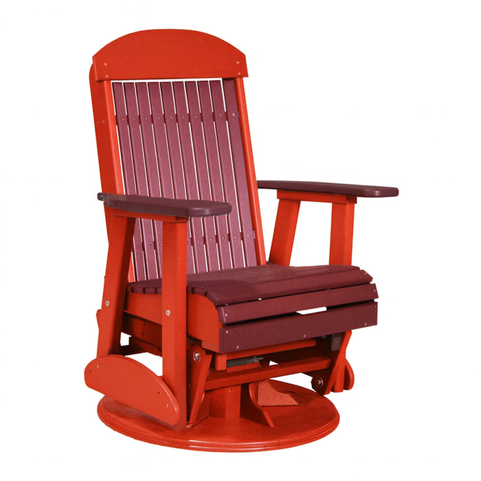 LuxCraft Cherrywood 2 foot Classic Highback Recycled Plastic Swivel Glider Chair