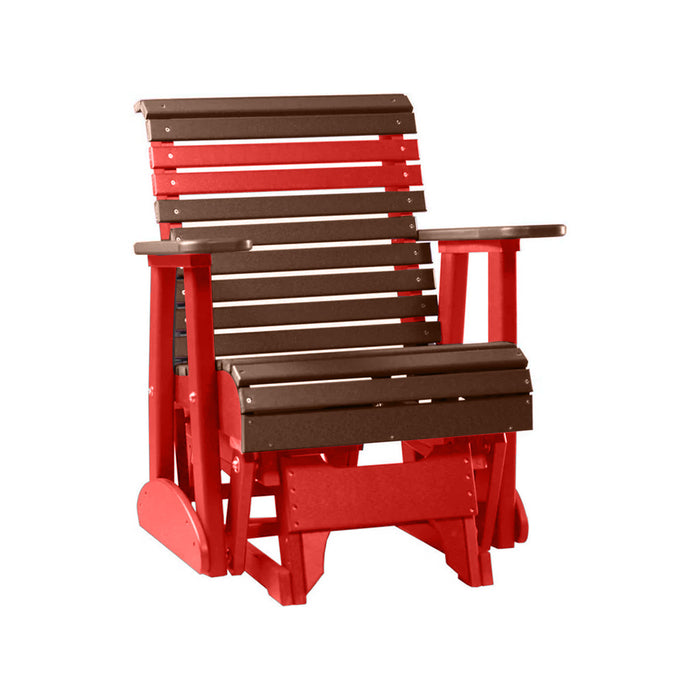 LuxCraft Chestnut Brown 2 foot Rollback Recycled Plastic Glider Chair With Cup Holder