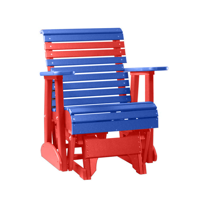 LuxCraft Blue 2 foot Rollback Recycled Plastic Glider Chair