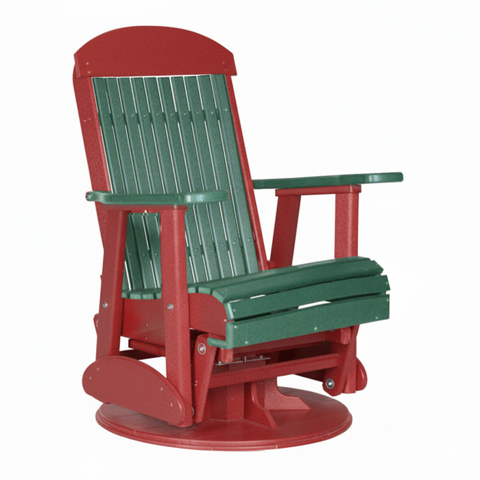 LuxCraft Green 2 foot Classic Highback Recycled Plastic Swivel Glider Chair