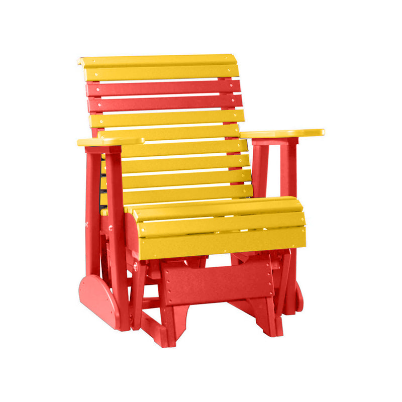 LuxCraft Yellow 2 foot Rollback Recycled Plastic Glider Chair With Cup Holder
