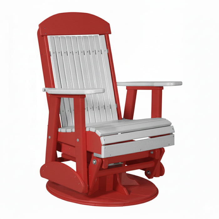 LuxCraft Dove Gray 2 foot Classic Highback Recycled Plastic Swivel Glider Chair