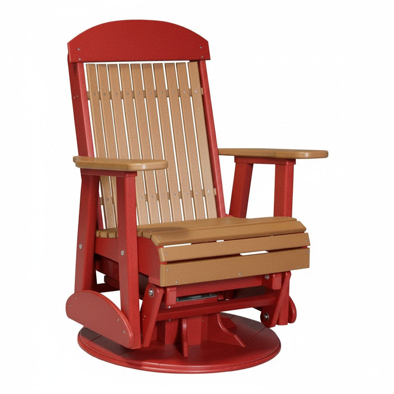 LuxCraft Cedar 2 foot Classic Highback Recycled Plastic Swivel Glider Chair With Cup Holder