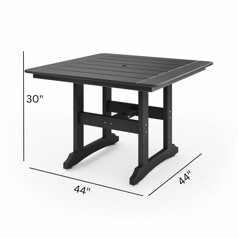 SoPoly 44" Savannah Square Dining Table dimensions diagram