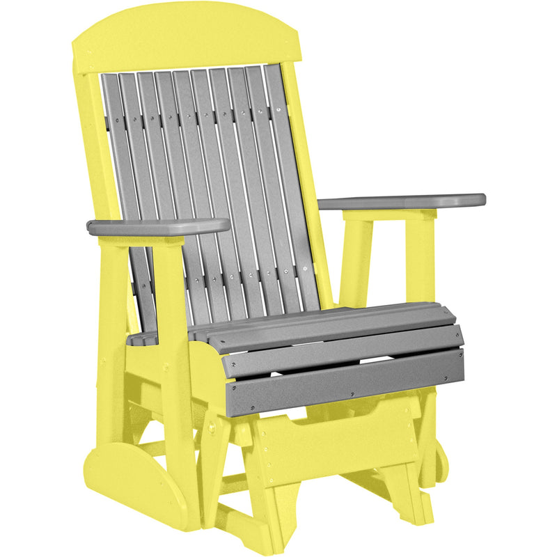 LuxCraft Slate 2 foot Classic Highback Recycled Plastic Glider Chair With Cup Holder